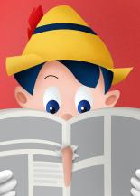 Pinocchio reads fake news